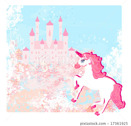 pink magic castle and unicorn 17361925