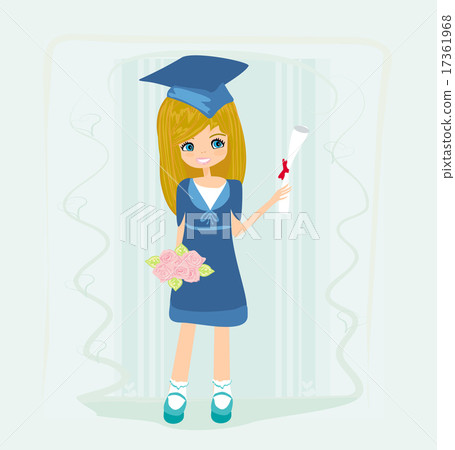 Illustration of a Kid Holding Her Diploma Illustration of a Kid Holding Her Diploma 17361968