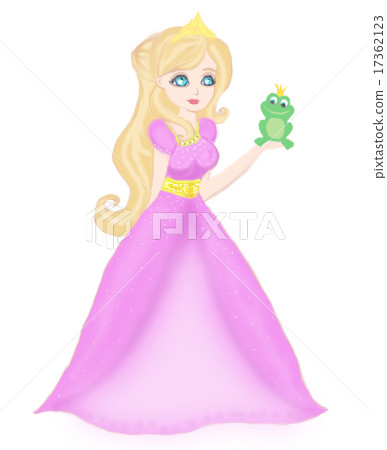 Beautiful young princess holding a big frog Beautiful young princess holding a big frog 17362123
