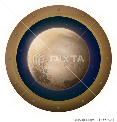 Planet Pluto in space window 17362981