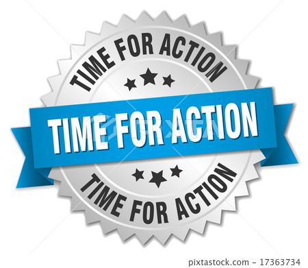 time for action 3d silver badge with blue ribbon time for action 3d silver badge with blue ribbon 17363734