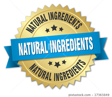 natural ingredients 3d gold badge with blue ribbon natural ingredients 3d gold badge with blue ribbon 17363849