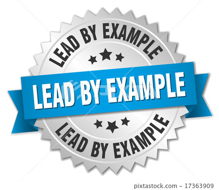 lead by example 3d silver badge with blue ribbon 17363909