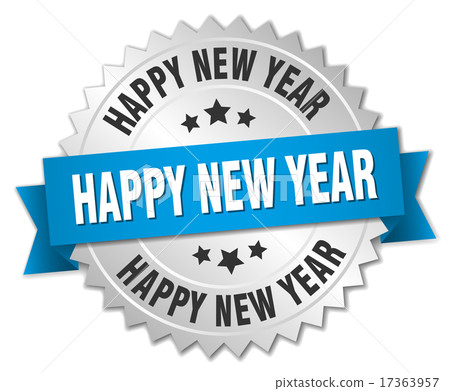 happy new year 3d silver badge with blue ribbon happy new year 3d silver badge with blue ribbon 17363957