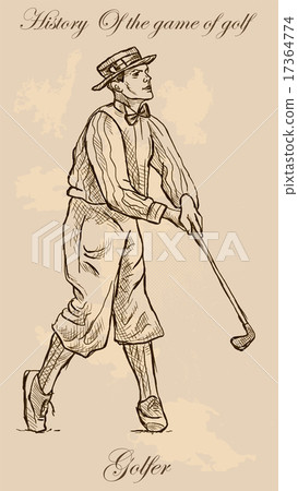 Vintage golf and golfers - freehand into vector Vintage golf and golfers - freehand into vector 17364774