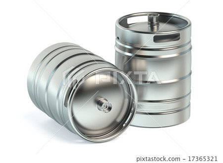 Beer metallic kegs closeup 17365321