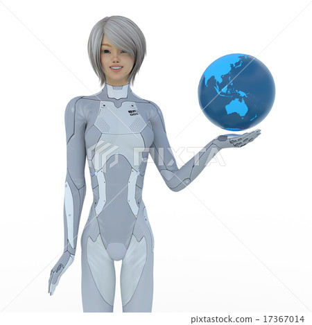 太空中的女人適合保護地球perming3DCG插圖素材 17367014