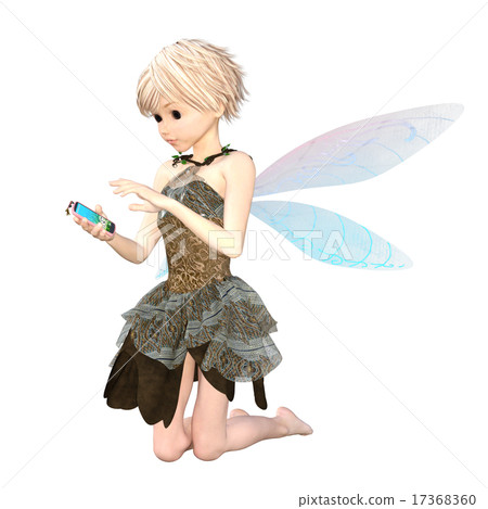 使用智能手機perming3DCG例證材料的逗人喜愛的神仙的變形器 17368360