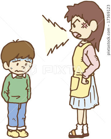 一個男孩被他母親責罵 一個男孩被他母親責罵 17369123