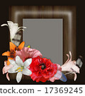 flowers and feathers, board on black background 17369245