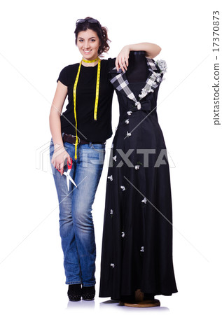 Woman tailor isolated on the white 17370873