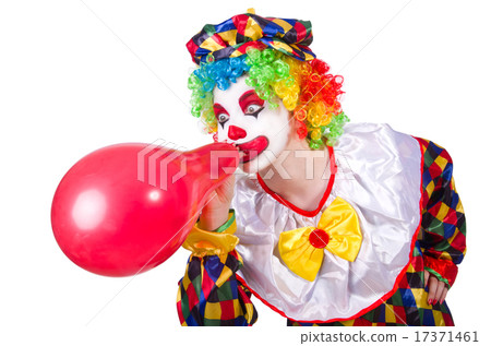 Clown with balloons isolated on white 17371461