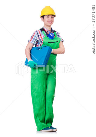 Young woman in green coveralls Young woman in green coveralls 17371483