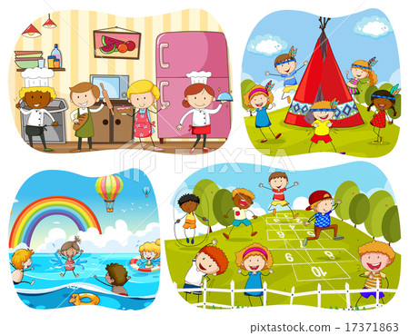 People in four different scenes People in four different scenes 17371863