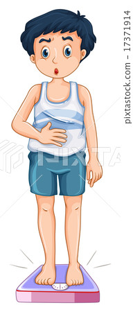 Man weighting on the scale - Stock Illustration [17371914] - PIXTA