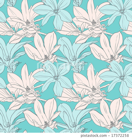 Decorative floral seamless pattern with flowers jn black background Decorative floral seamless pattern with flowers jn black background 17372258