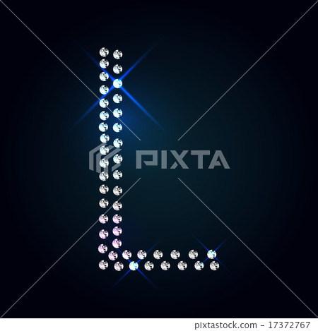 Gems L letter. Shiny diamond font. 17372767