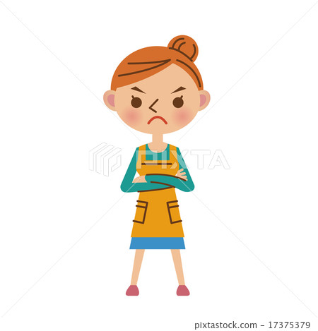A housewife with arms and anger · serious look 17375379