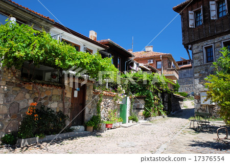 Typical street in old town of Sozopol, Bulgaria 17376554