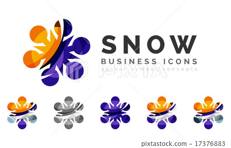 Set of abstract colorful snowflake logo icons, winter concepts, clean modern geometric design 17376883