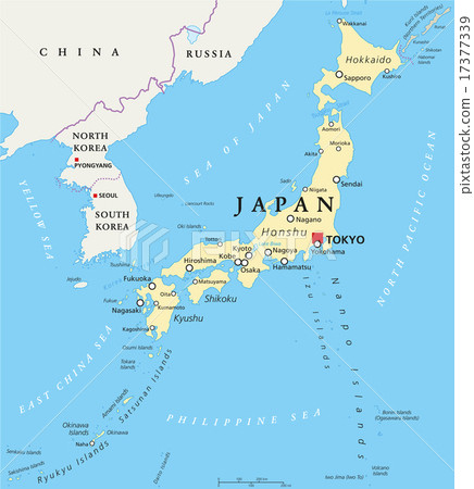 Japan Political Map - Stock Illustration [17377339] - PIXTA