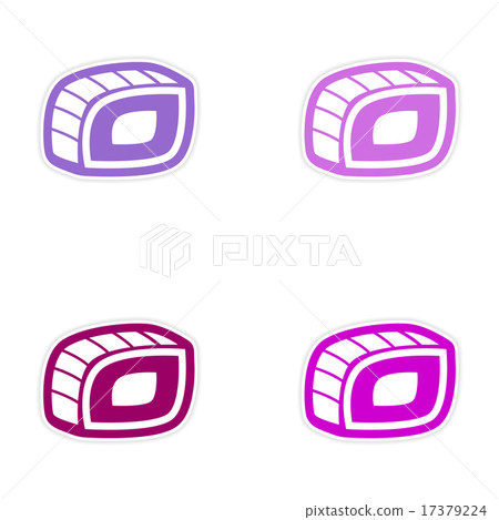 assembly sticker Sushi roll on a bright white background 17379224