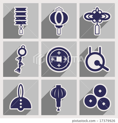 Stylish assembly icons of Japanese attributes 17379926