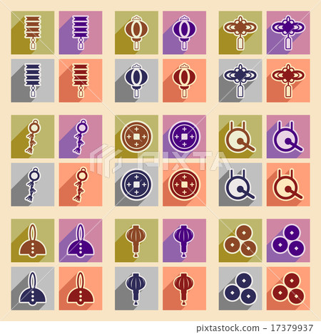 Stylish assembly icons of Japanese attributes Stylish assembly icons of Japanese attributes 17379937