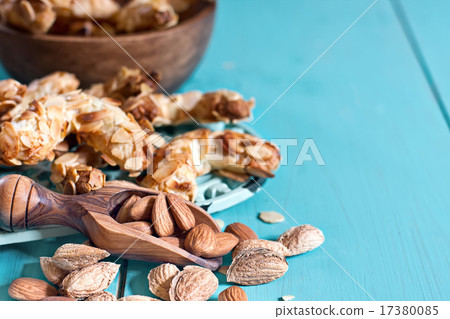 Crescent almond cookies background 17380085