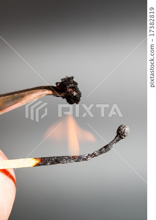 match flame ignites silk textile sample 17382819
