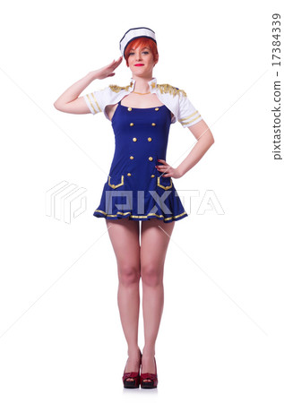 Airhostess isolated on the white background 17384339