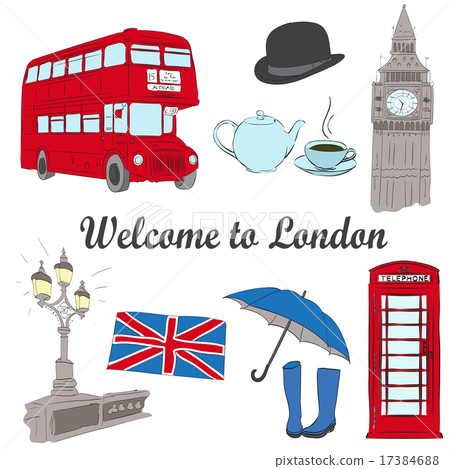 Vector hand drawn London set - Stock Illustration [17384688] - PIXTA
