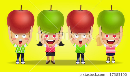happy people carrying big apples happy people carrying big apples 17385190