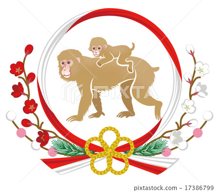 Year of publication New Year's card material Parent-child monkey piggyback pull decoration 17386799