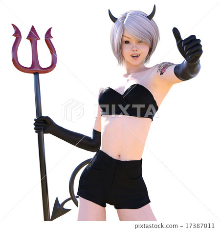 Cute demon perming3DCG illustrations material 17387011