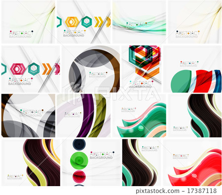 Set of abstract backgrounds. Circles, swirls and waves with copyspace for your message 17387118