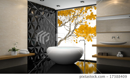 Interior of  stylish bathroom with orchid  17388409
