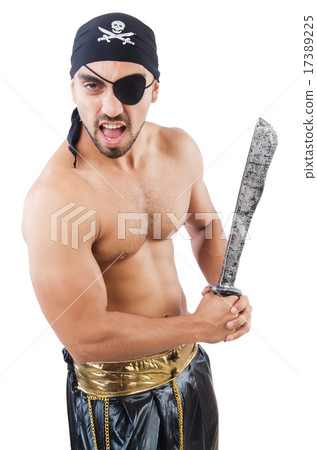 Man in pirate costume in halloween concept Man in pirate costume in halloween concept 17389225