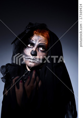 Scary monster in dark room 17389414