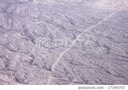 South America Chile of northern part Chile Viewing the road running in the desert area near Calama from the sky 17390703