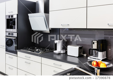 Modern hi-tek kitchen, clean interior design Modern hi-tek kitchen, clean interior design 17390878