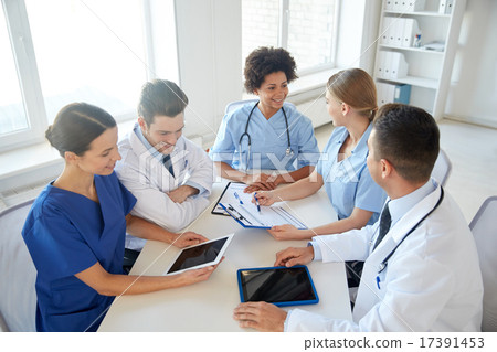 group of happy doctors meeting at hospital office 17391453