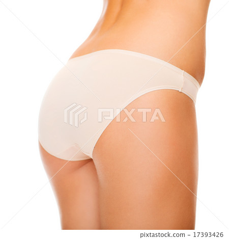 woman in cotton underwear showing slimming concept 17393426