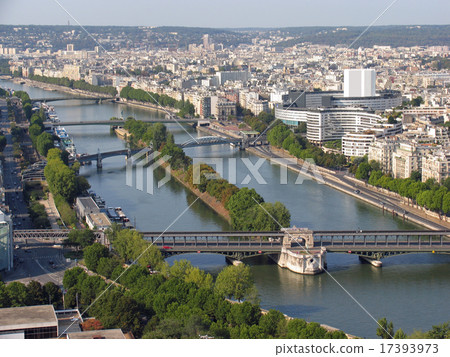 View of Paris from the Eiffel Tower Observatory View the Seine River "Swan Island" 17393973