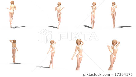 White swimwear female perming 3DCG illustration material White swimwear female perming 3DCG illustration material 17394175