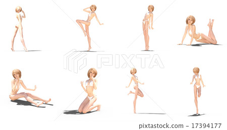 White swimwear female perming 3DCG illustration material White swimwear female perming 3DCG illustration material 17394177