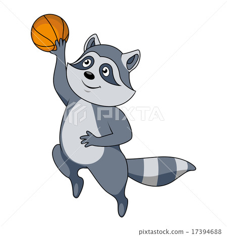 Cartoon raccoon player with ball Cartoon raccoon player with ball 17394688