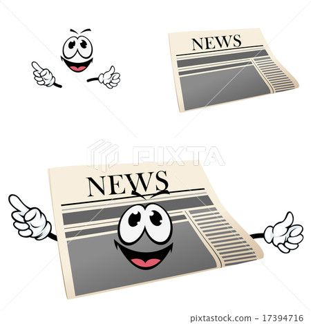 Funny cartoon isolated newspaper character Funny cartoon isolated newspaper character 17394716
