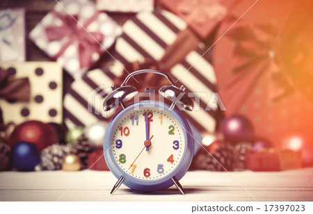 Clock and Christmas toys. Clock and Christmas toys. 17397023