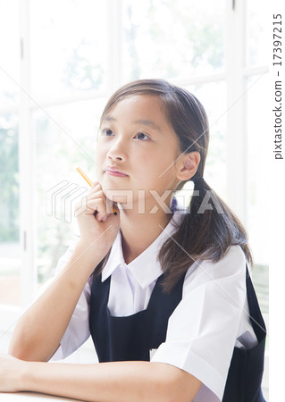 Junior high school girl in uniform wearing studies 17397215